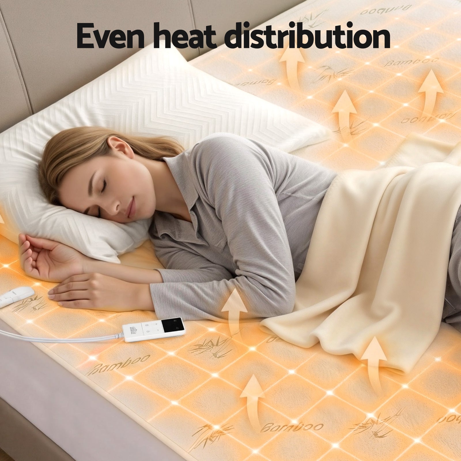 Giselle Electric Blanket Bamboo Fabric Double Fitted Heated Pad Underlay Washable Winter