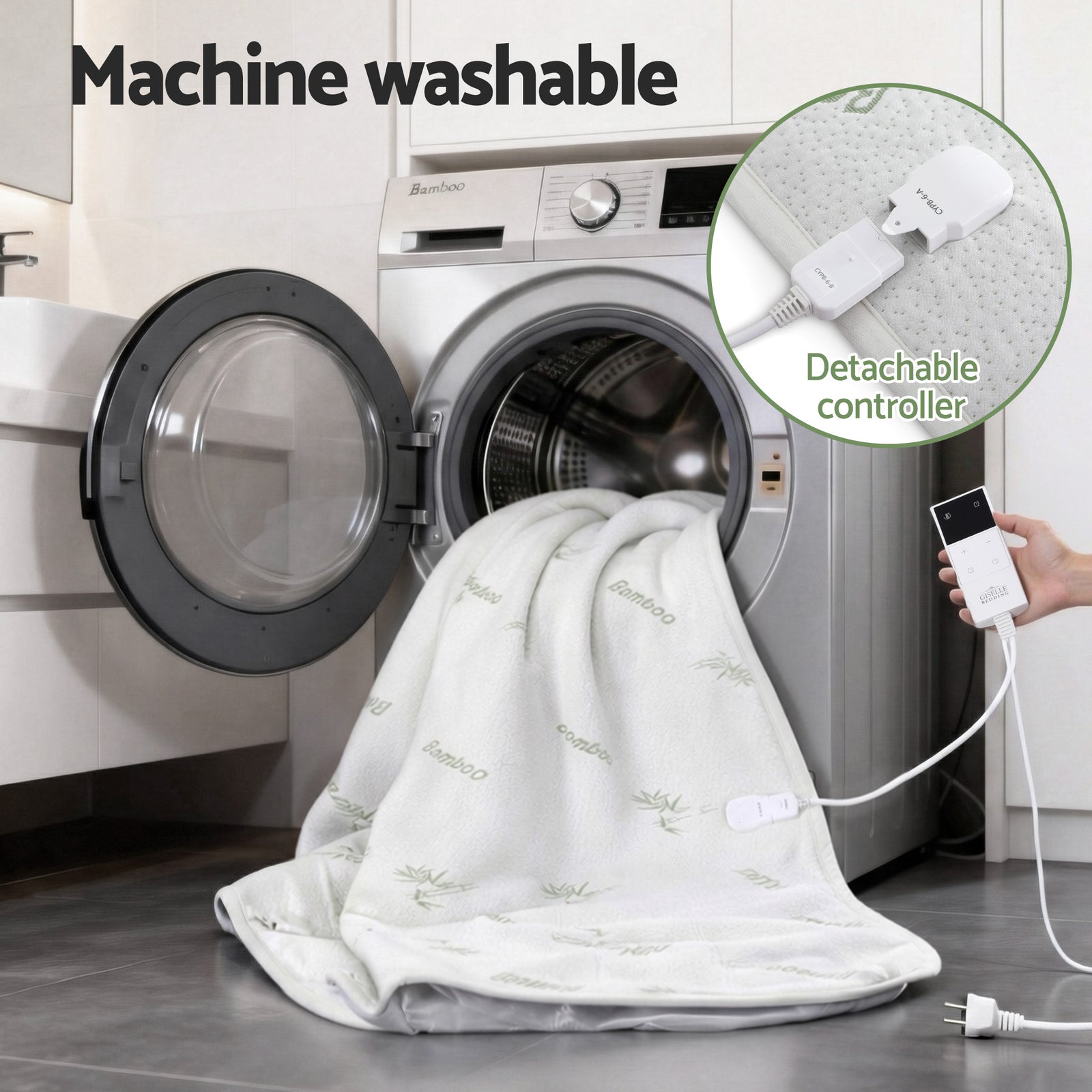 Giselle Electric Blanket Bamboo Fabric King Single Fitted Heated Pad Underlay Washable Winter