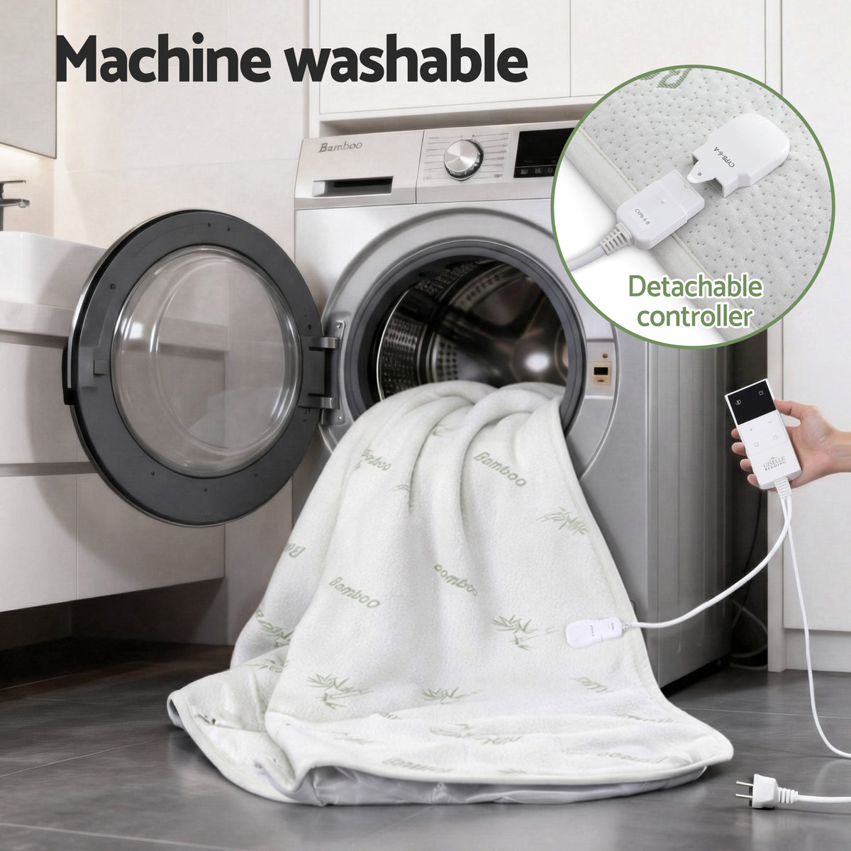 Giselle Electric Blanket Bamboo Fabric Single Fitted Heated Pad Underlay Washable Winter