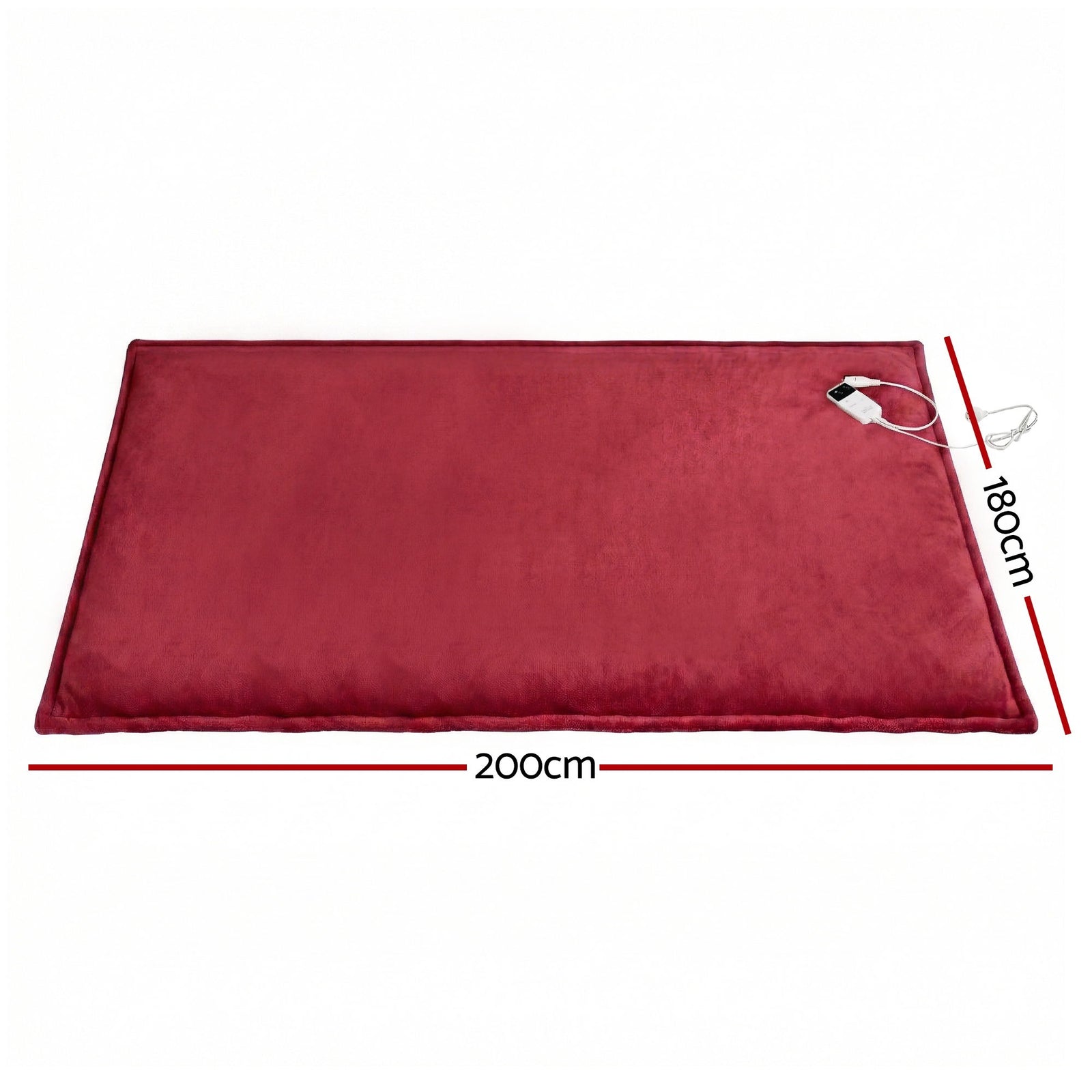 Giselle Electric Throw Rug Double Size 200x180cm Fleece Flannel Heated Blanket Burgundy