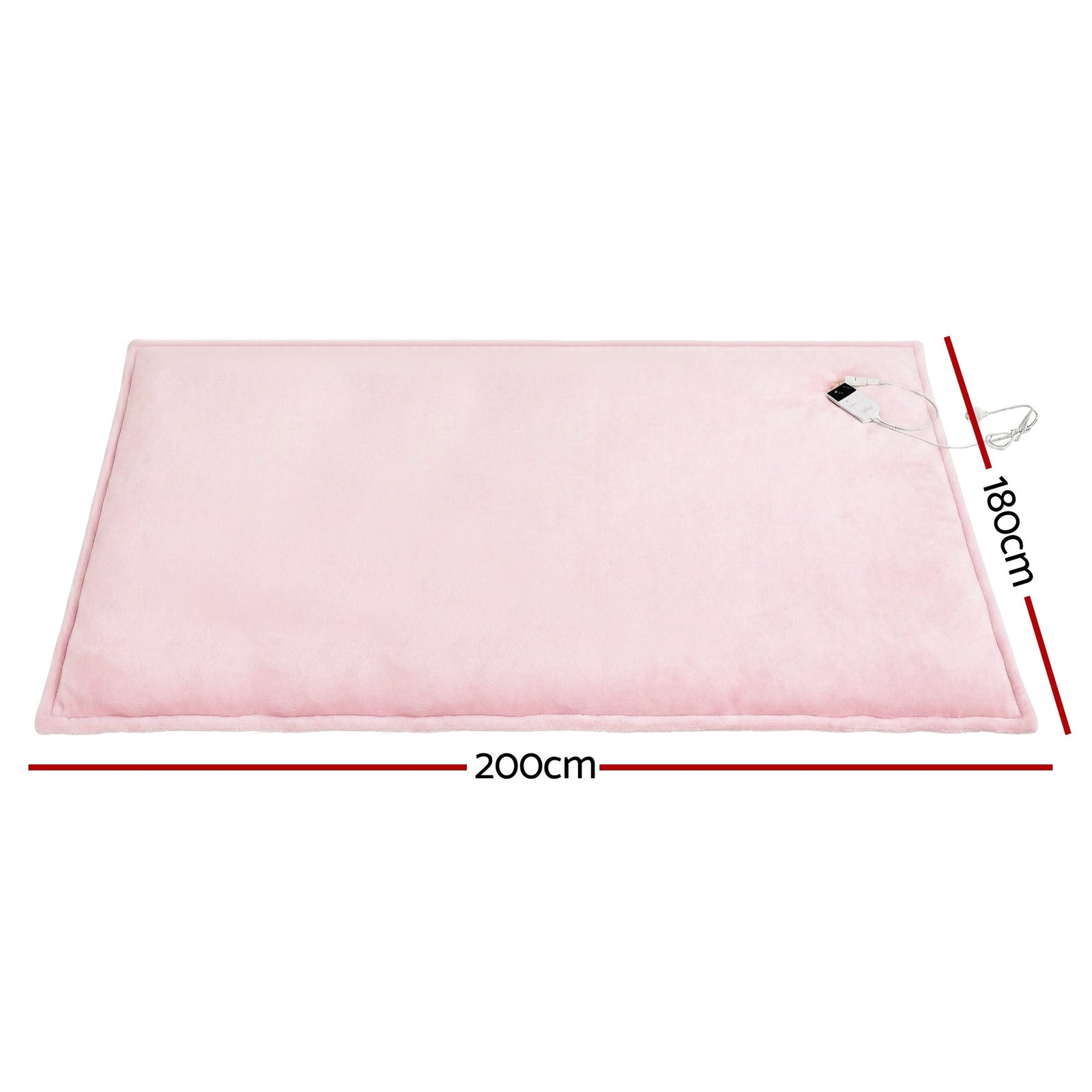 Giselle Electric Throw Rug Double Size 200x180cm Fleece Flannel Heated Blanket Pink