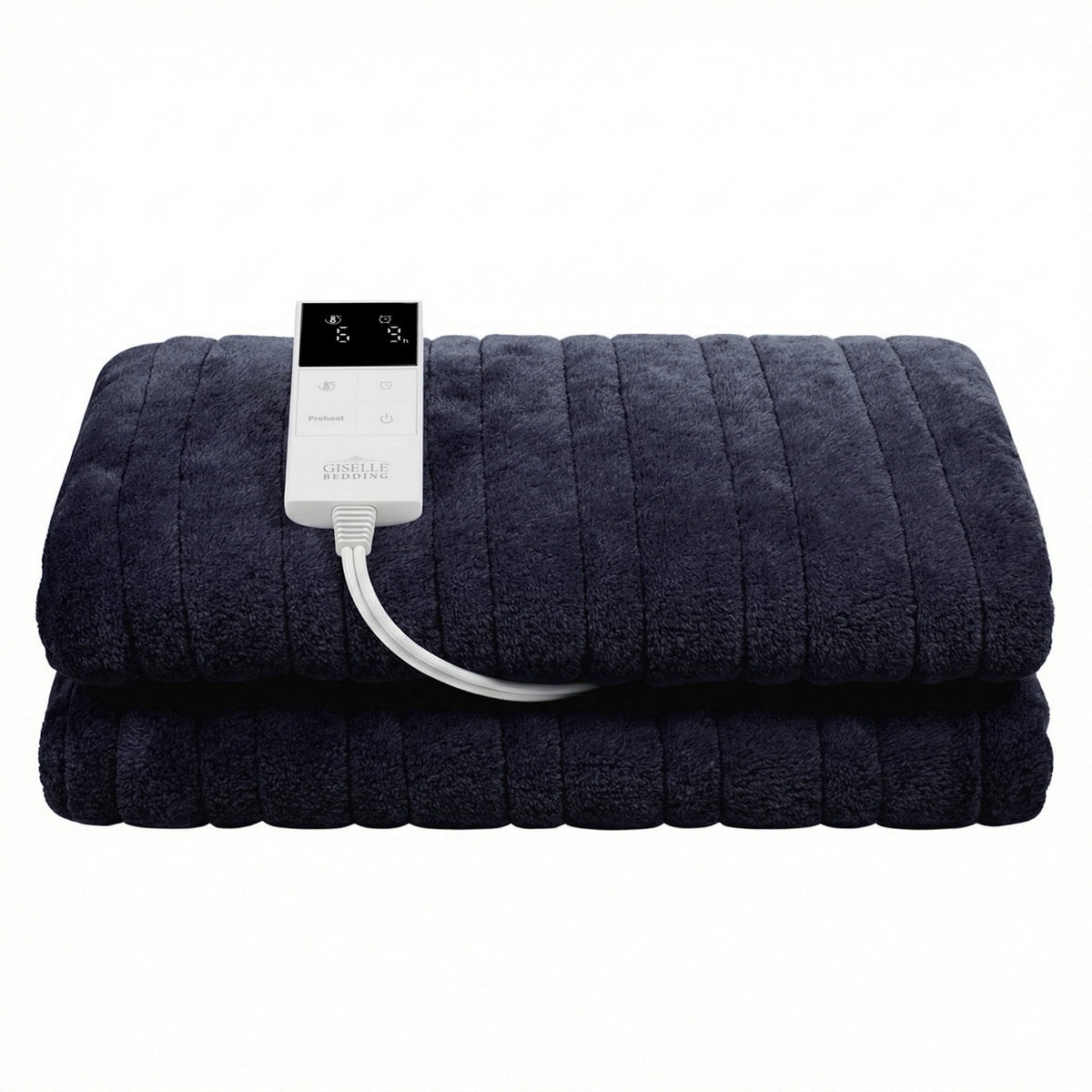 Giselle Electric Throw Rug Double Size 200x180cm Coral Fleece Heated Blanket Charcoal