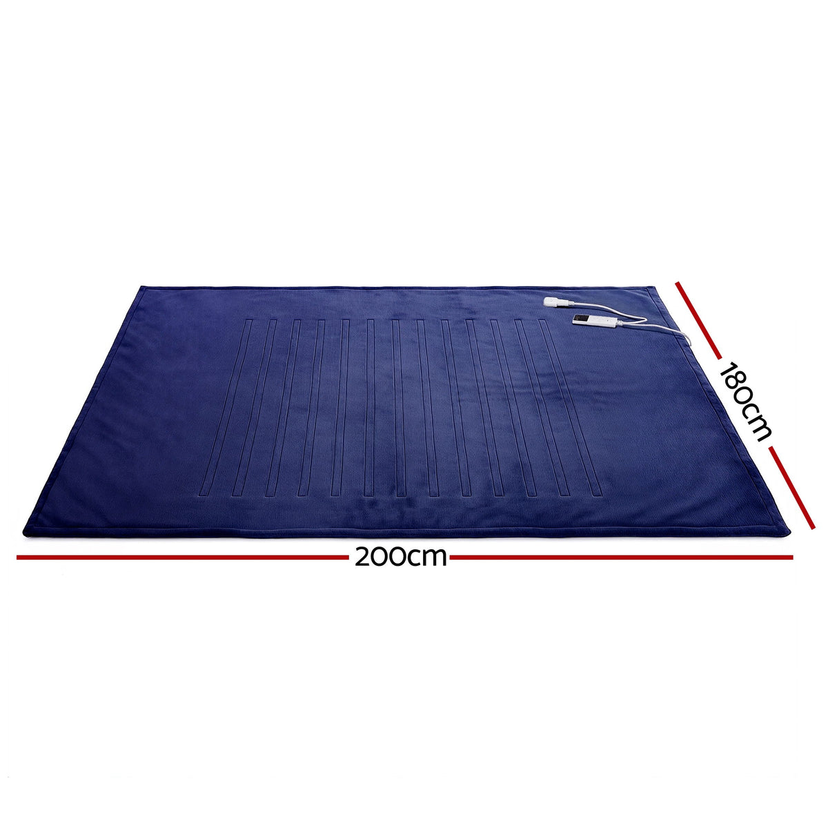 Giselle Electric Throw Rug Double Size 200x180cm Coral Fleece Heated Blanket Navy Blue