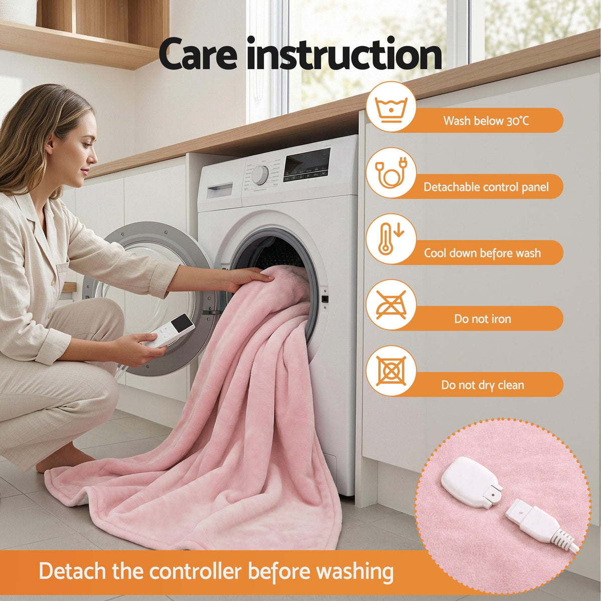 Giselle Electric Throw Rug Dual Side Fleece Flannel Heated Blanket Pink