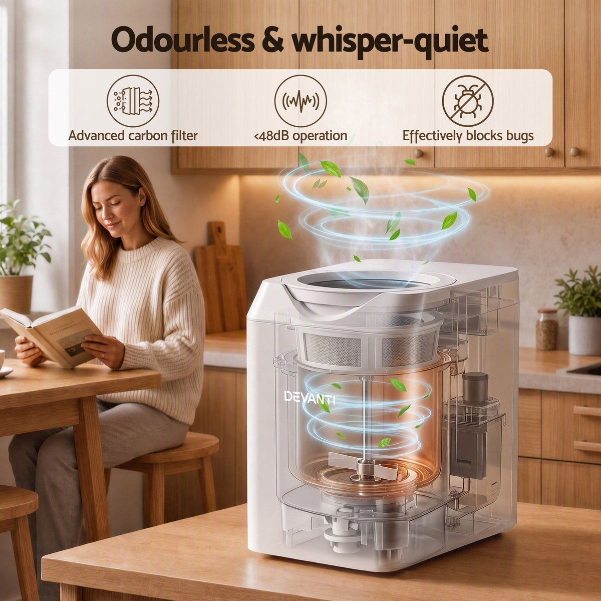 Devanti 4.5L Electric Composter Smart Compost Bin Kitchen Food Waste Recycler