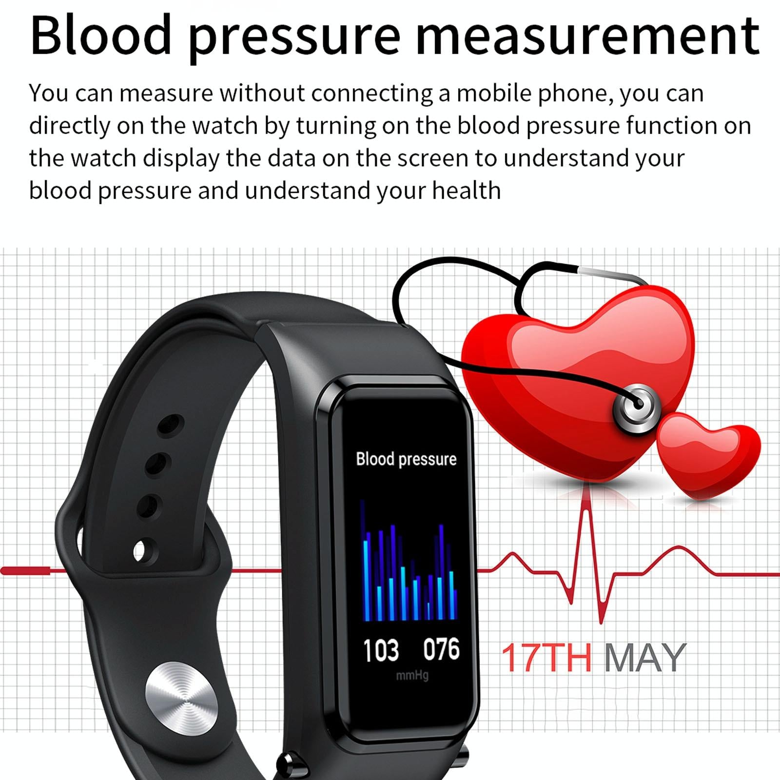 Bluetooth Smart Bracelet With Hd Screen - Rose Gold-1915196696317530117