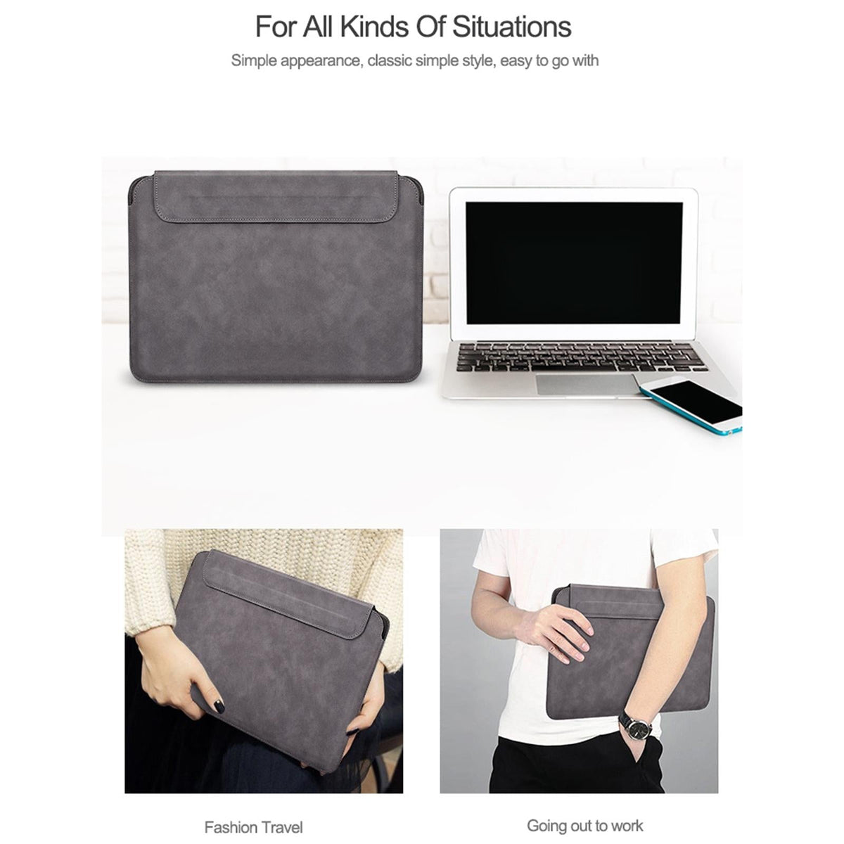 Lightweight Sheepskin Notebook Liner Bag - Deep Space Gray 14.1-15.4 Inch-1915196974592823300