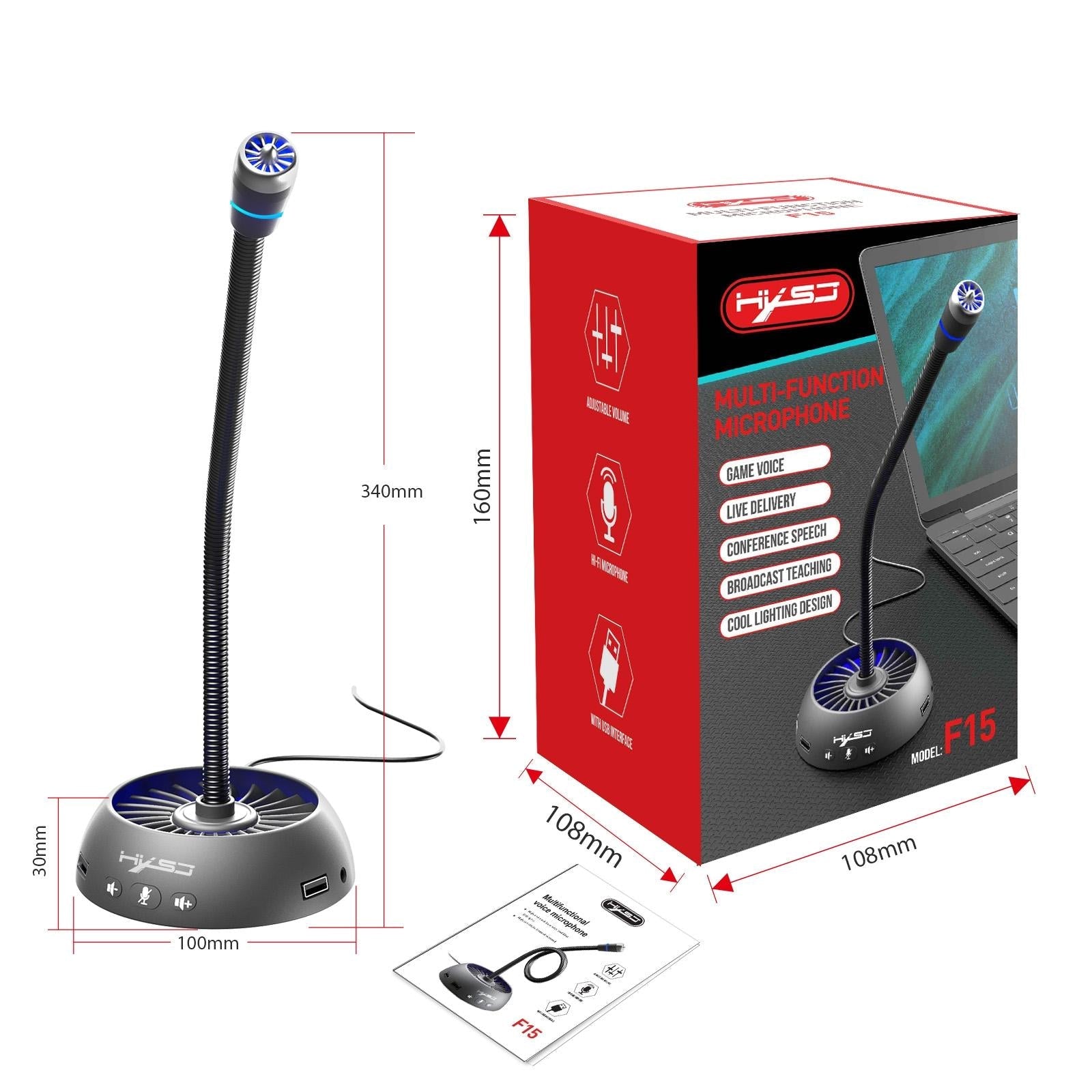 High-Quality Usb Noise-Cancelling Microphone - Black-1915196900131344385