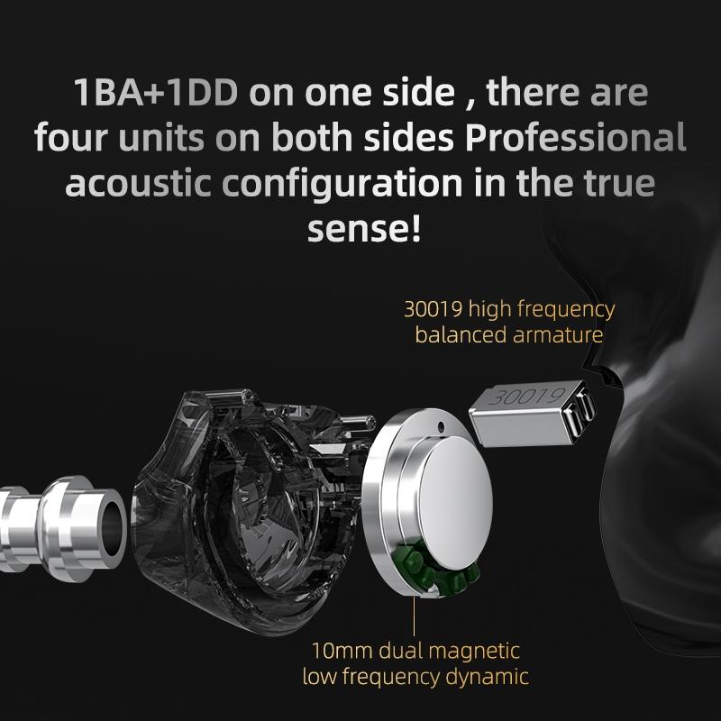 Kz Z3 Hybrid 1Dd & 1Ba Wireless Bluetooth 5.2 Tws Earphone - Black-1915197139554799621