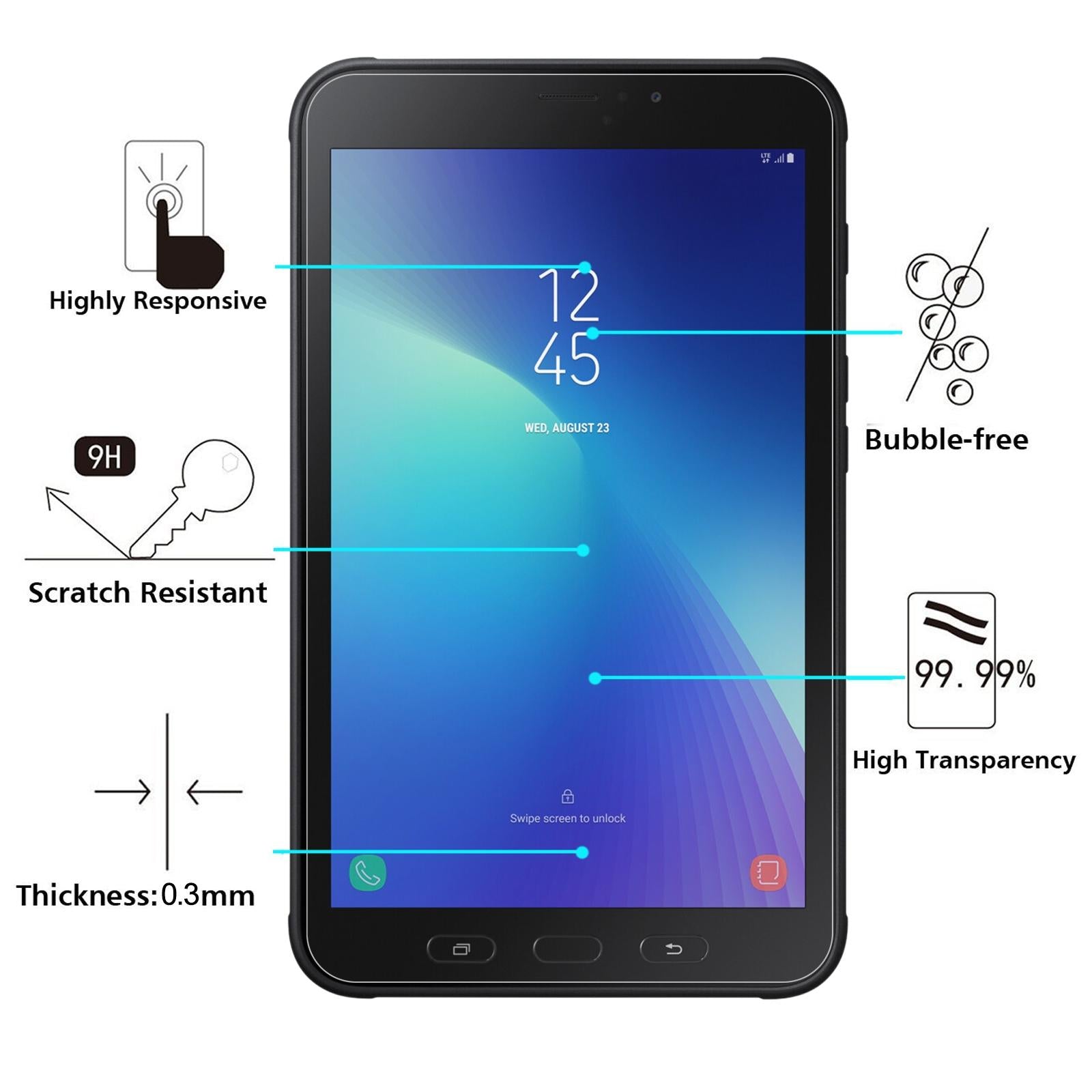 25-Pack Tempered Glass Film For Samsung Galaxy Tab Active 2 - 9H 2.5D Explosion-Proof-1922443405623955457