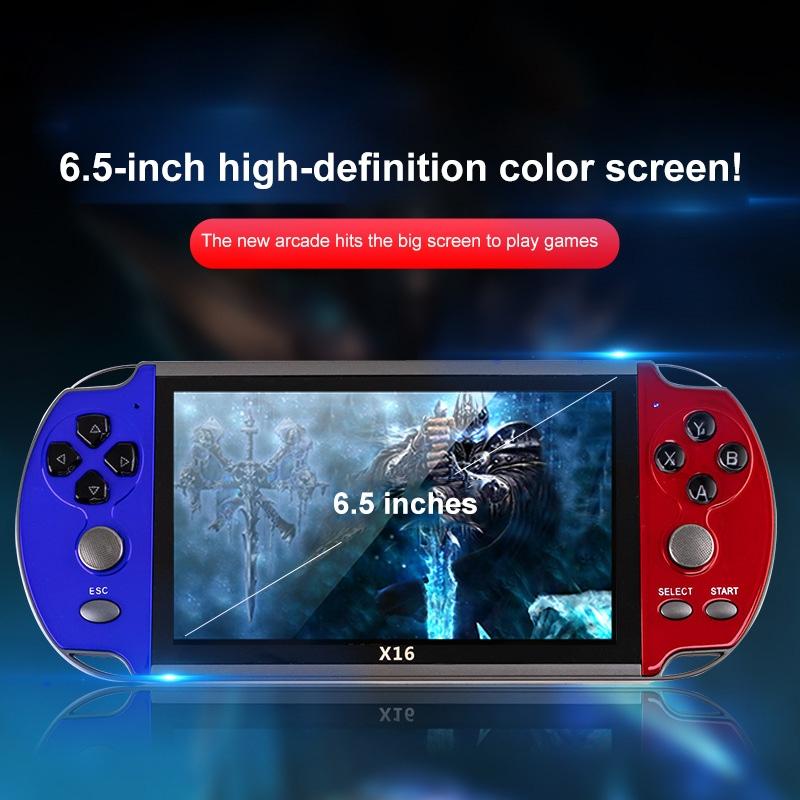 X16 Classic Handheld Game Console - 6.5 Screen 8Gb Memory - Blue &amp; Red-1915197131518513153