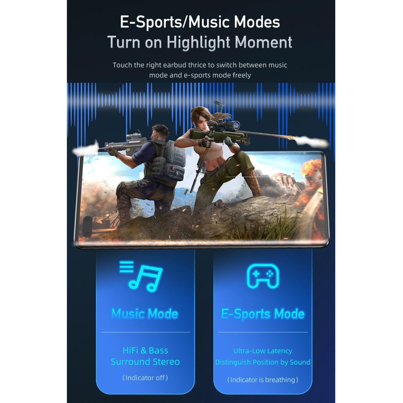 Wireless Gaming Earphones - T23 Tws - Black-1915196823417524225