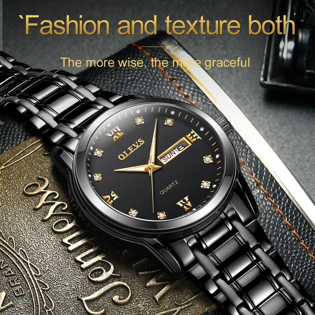 Waterproof Dual Calendar Quartz Watch For Men With Luminous Design - Black-1915196838504435718