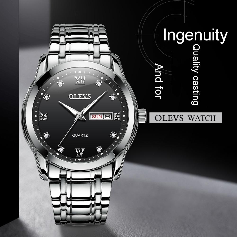 Waterproof Dual Calendar Quartz Watch For Men With Luminous Design - Black-1915196838504435719