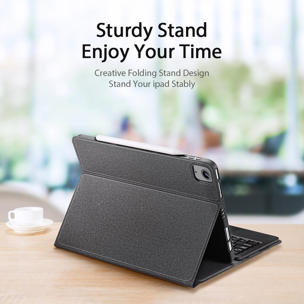 Leather Case With Bluetooth Keyboard & Touchpad For Ipad Air / Pro 11 - Black-1915196646199791619