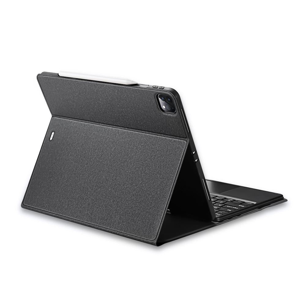 12.9 Ipad Pro Leather Case With Bluetooth Keyboard &amp; Touchpad - Black-1915196648724762625