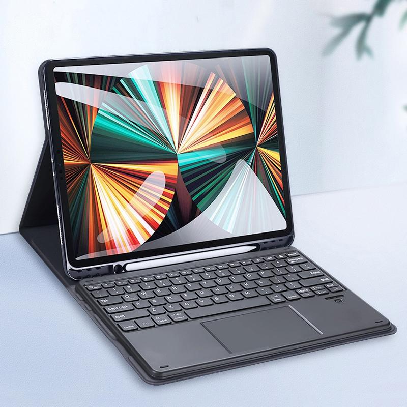 12.9 Ipad Pro Leather Case With Bluetooth Keyboard & Touchpad - Black-1915196648724762631