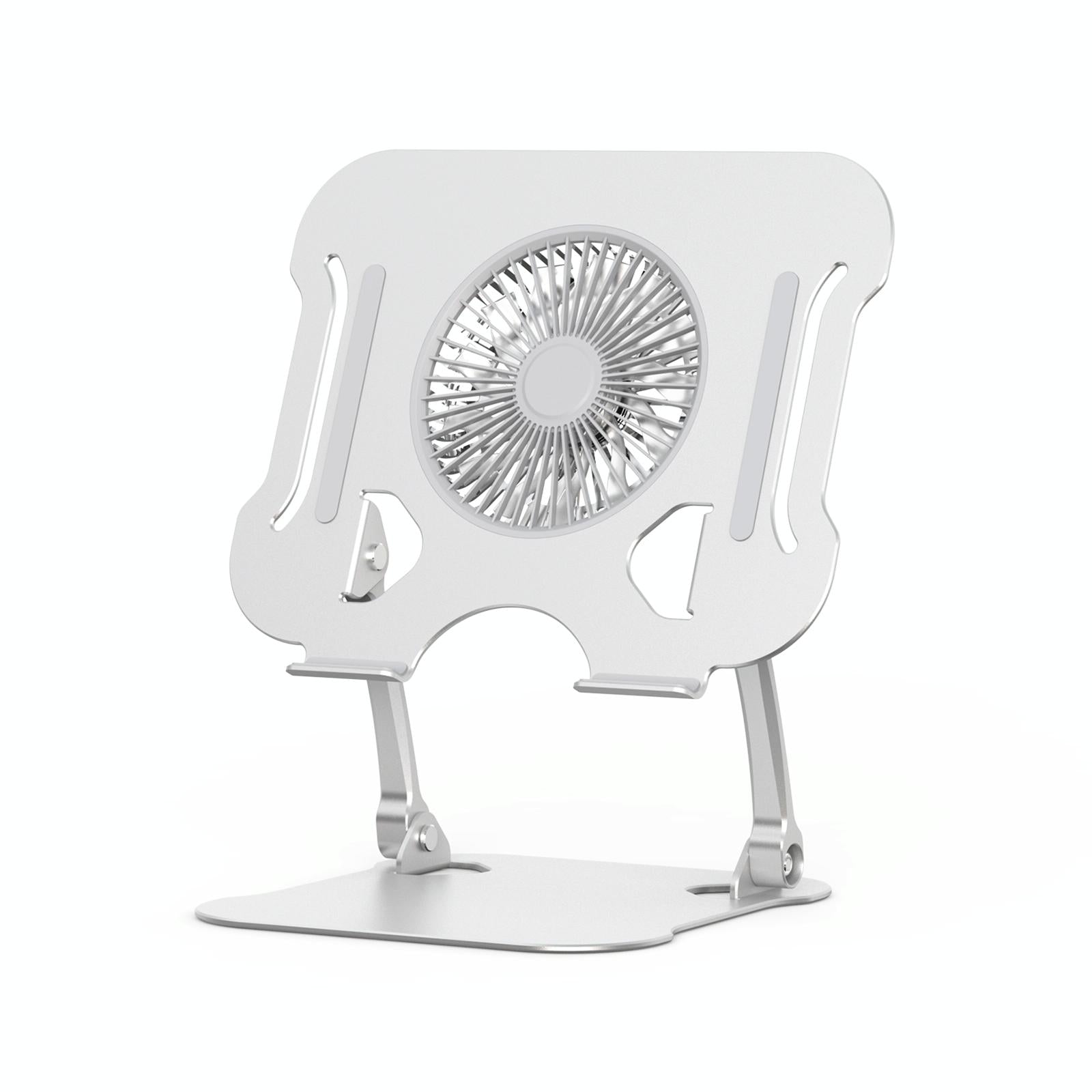 Silver Foldable Laptop Bracket With Fan - Space-Saving Design-1964932233575927808