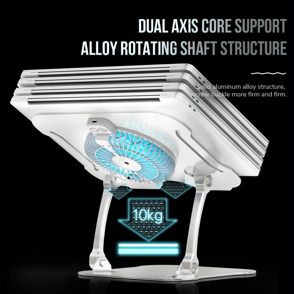 Silver Foldable Laptop Bracket With Fan - Space-Saving Design-1964932233575927813