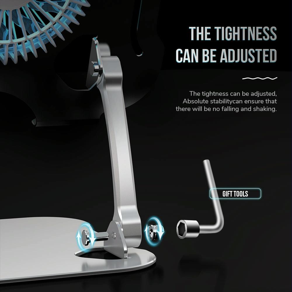 Silver Foldable Laptop Bracket With Fan - Space-Saving Design-1964932233575927814