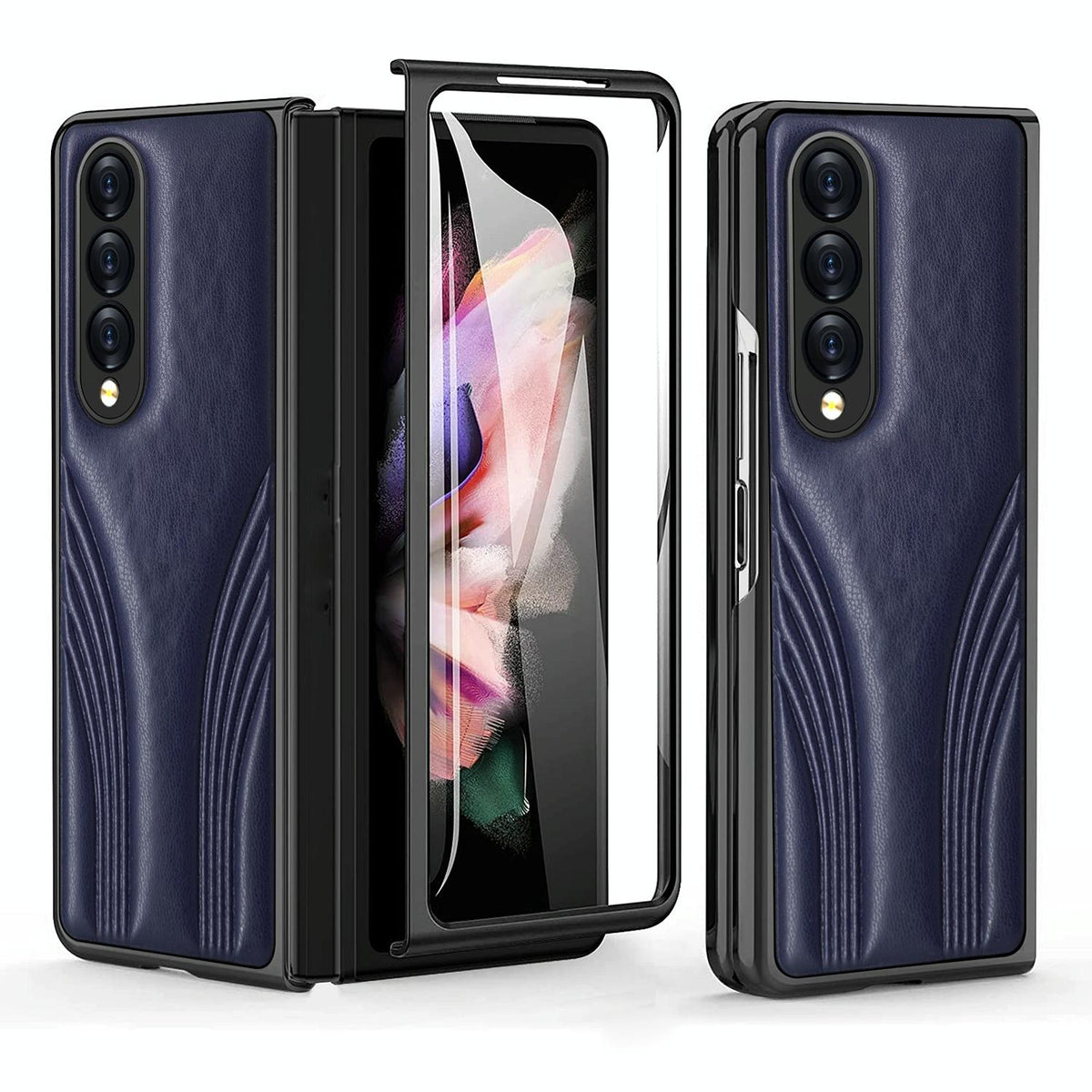 Embossed Folding Case For Samsung Galaxy Z Fold 4 - Blue-1915196526708264967