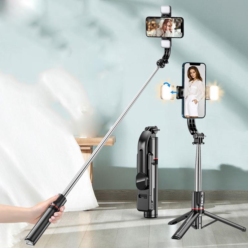 Bluetooth Remote Selfie Stick With Detachable Fill Light And Tripod-1915197885591457797