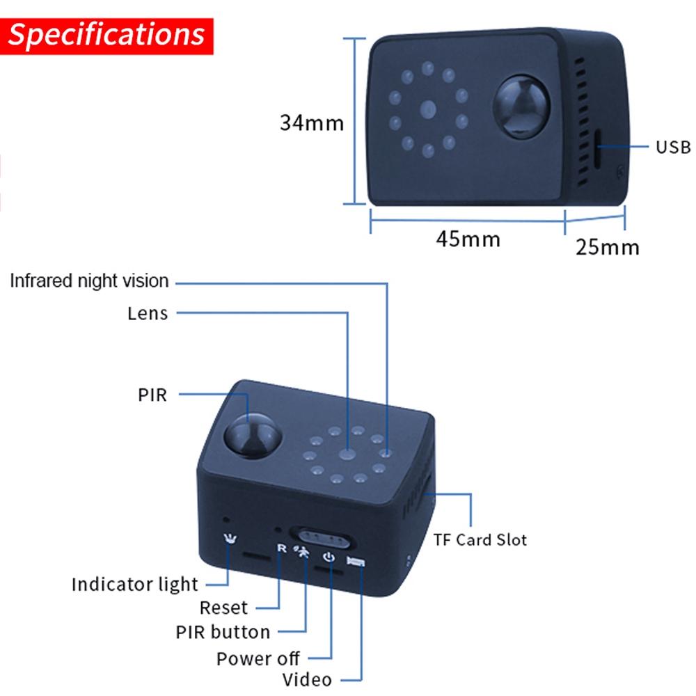 Mini 1080P Hd Camcorder Night Vision Pir Motion Action Micro Camera Black-1915197126393073665