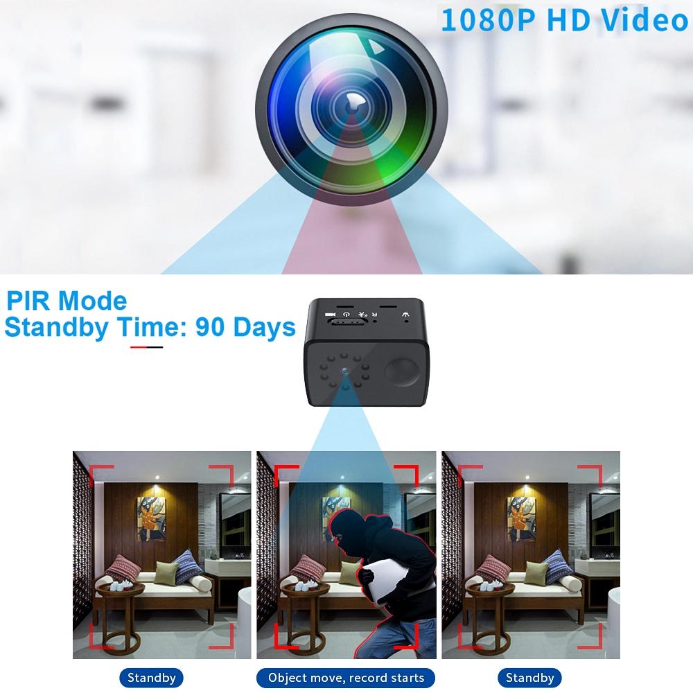 Mini 1080P Hd Camcorder Night Vision Pir Motion Action Micro Camera Black-1915197126393073667