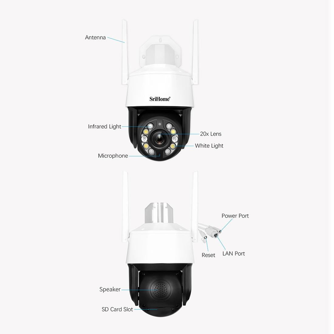 20X Optical Zoom 5.0Mp Wifi Ip66 Waterproof Ai Auto Tracking H.265 Video Surveillance - White-1915196658531045380
