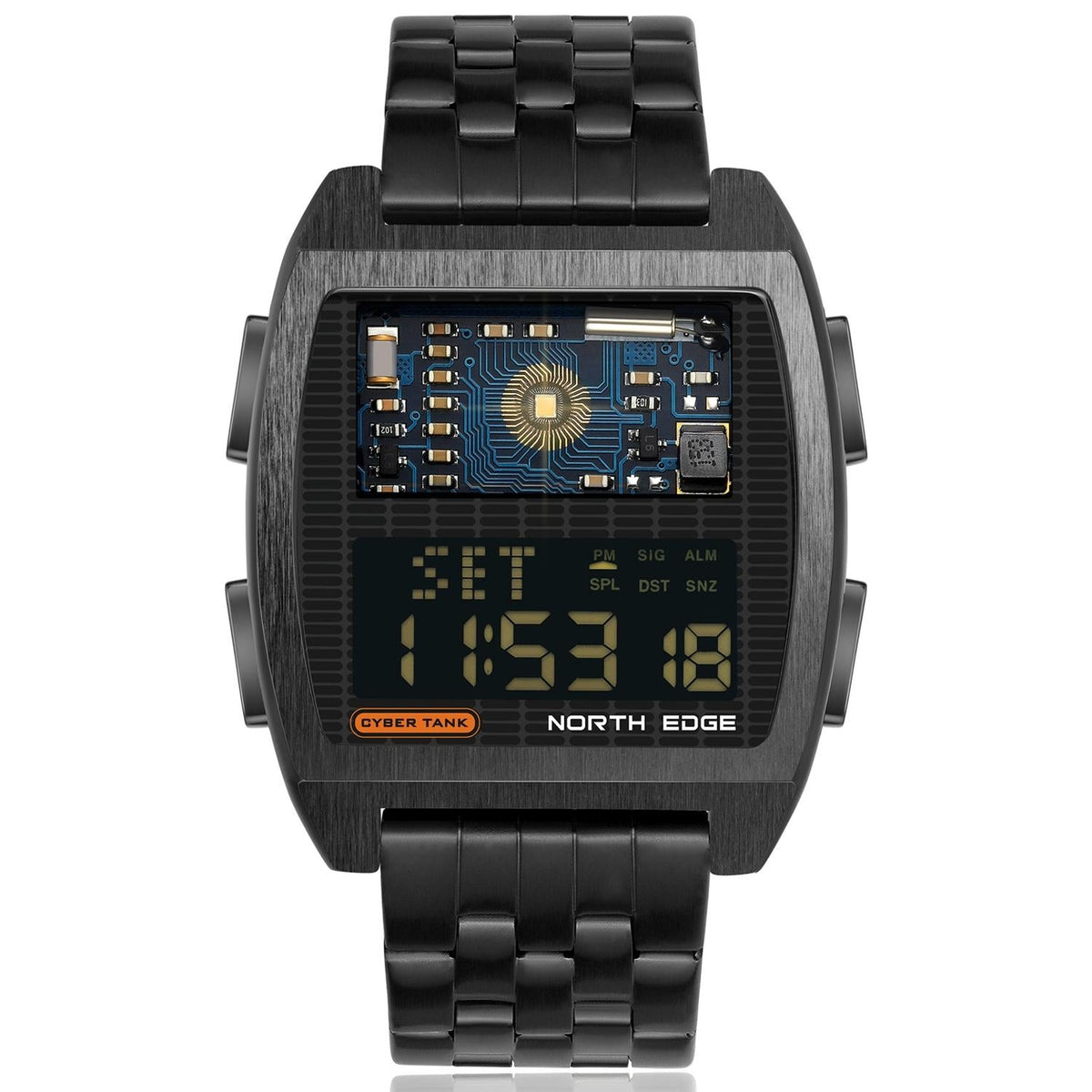 Stainless Steel Multifunction Watch - Black-1915197126728617985