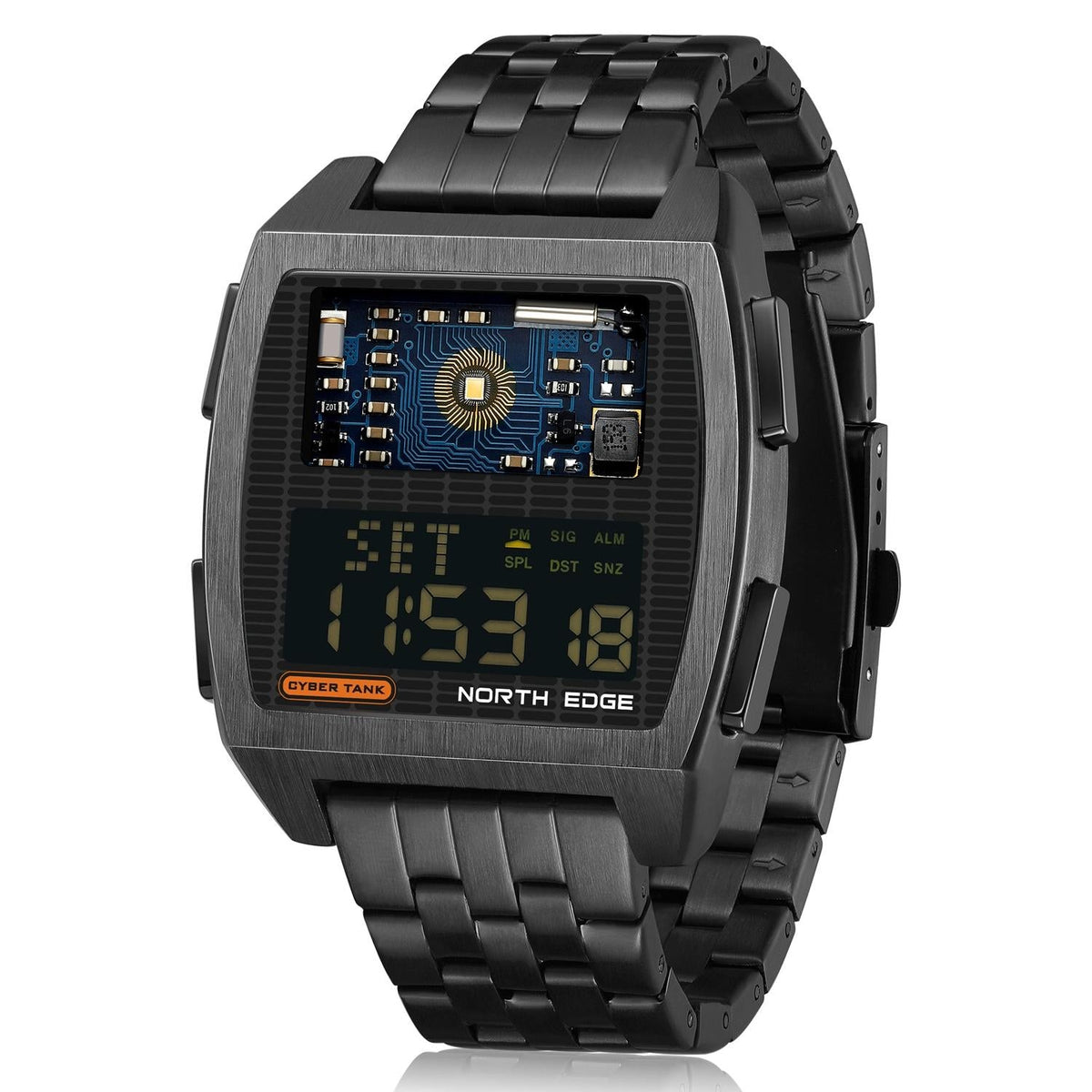 Stainless Steel Multifunction Watch - Black-1915197126728617984