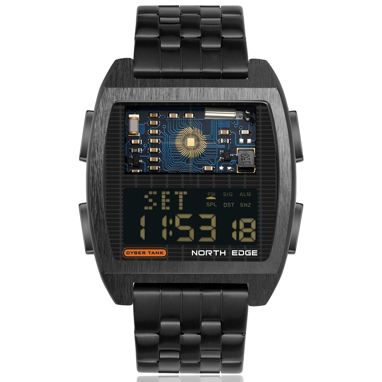 Stainless Steel Multifunction Watch - Black-1915197126728617985