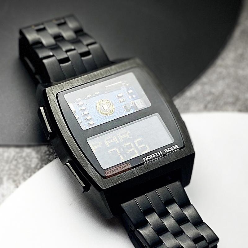 Stainless Steel Multifunction Watch - Black-1915197126728617987
