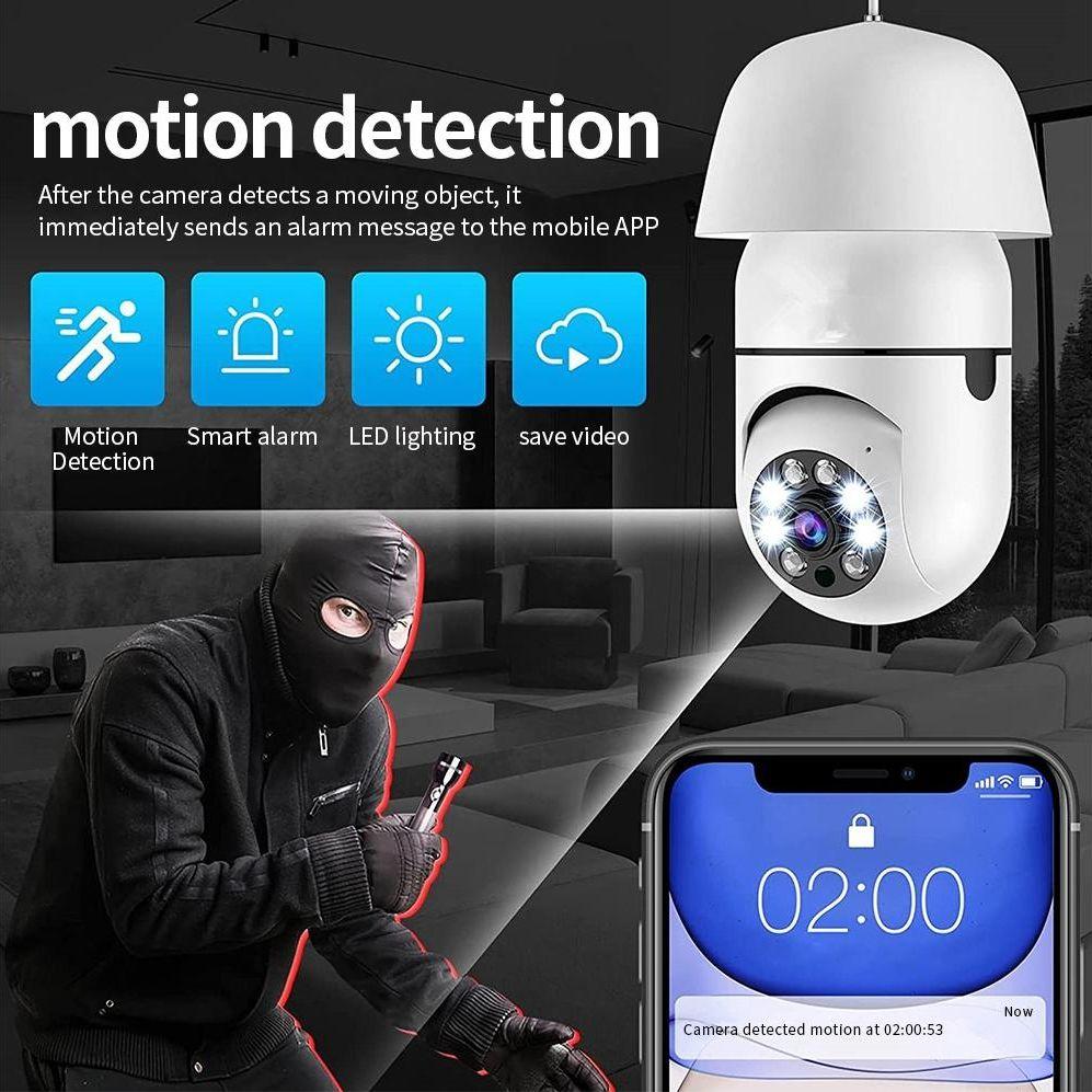 2Mp Hd Wifi Light Bulb Camera With Motion Detection Two-Way Audio Night Vision And Tf Card Support-1915198224445083656