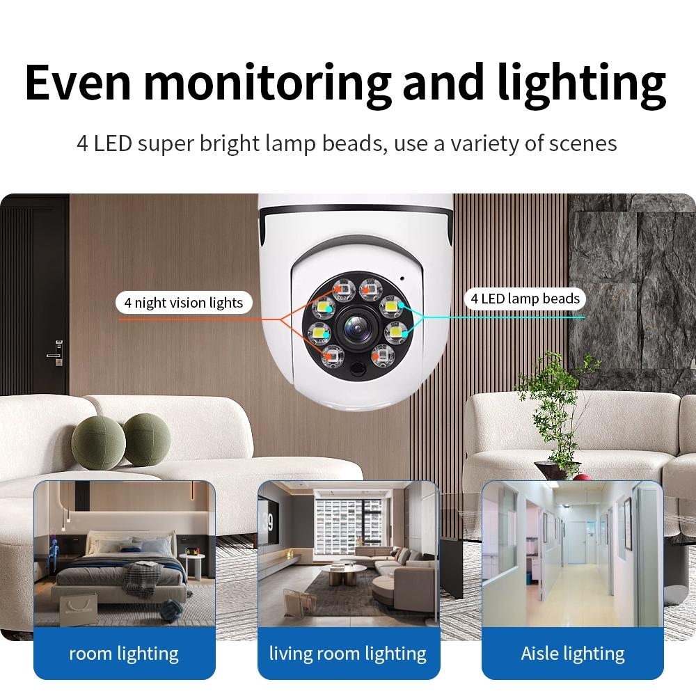 Smart Wifi Light Bulb Camera With Hd 2Mp Resolution Motion Detection Two-Way Audio Night Vision And 16G Tf Card-1915198362244747273