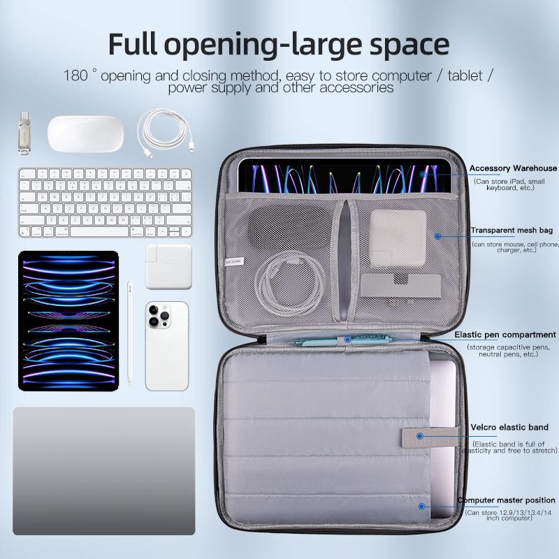 Grey Sheepskin Leather Bag For 12.9-13 Inch Laptops - Portable And Stylish-1915196971598090241