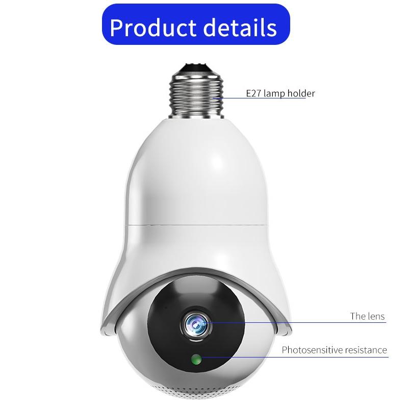 2.0Mp Wifi Light Bulb Camera With Motion Detection And Night Vision - White-1964932217281056769