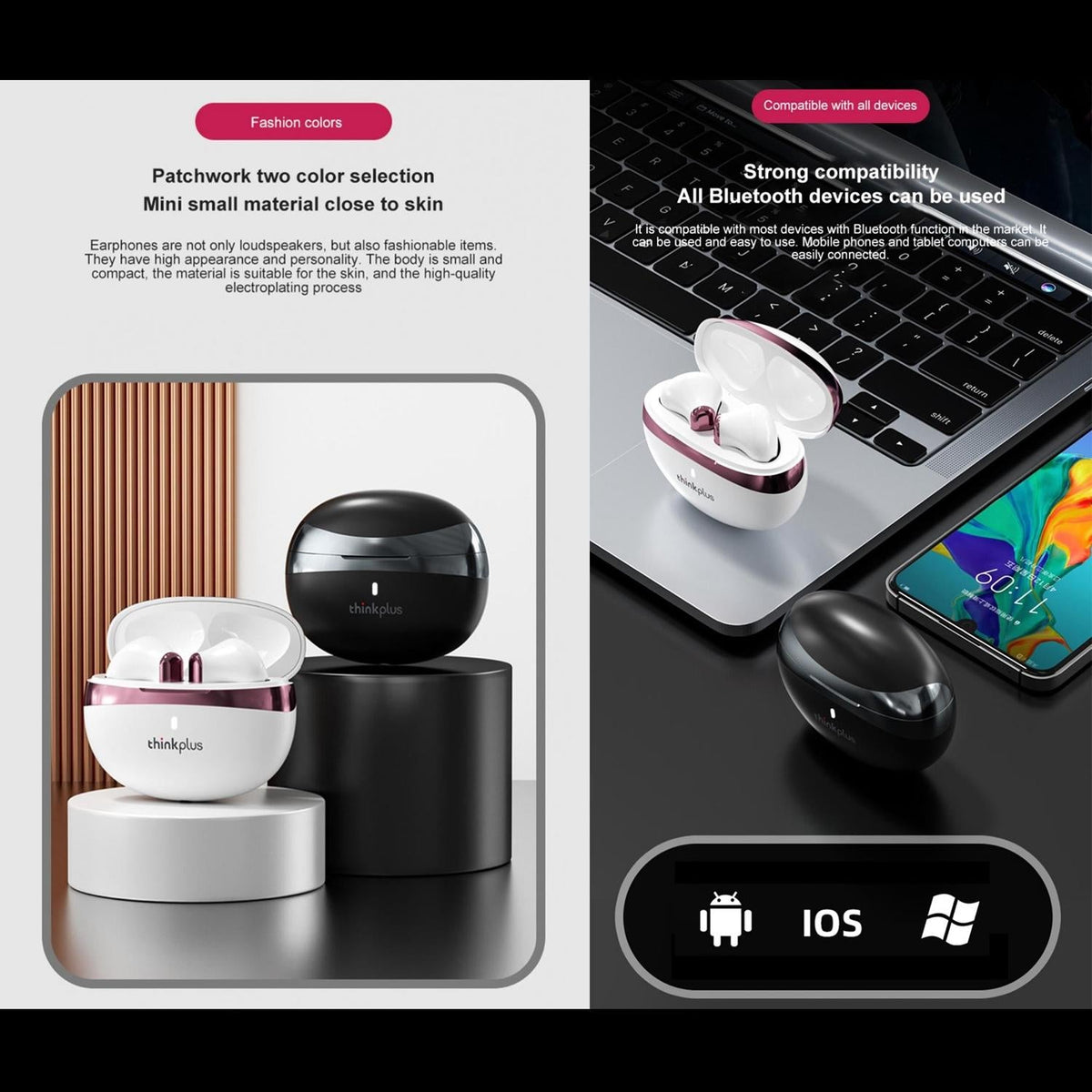 Wireless Bluetooth Earphones With Hd Mic - Black-1915196842975563781