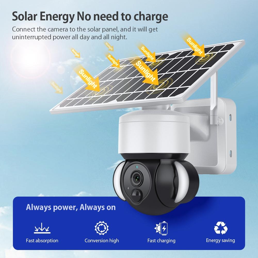 Solar Wifi Ptz Camera With Pir Detection - 2.4G - Battery Powered-1915197206688829443
