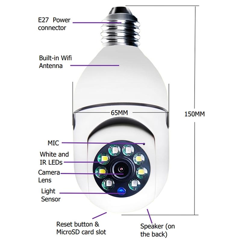 1080P Wifi Light Bulb Camera With Night Vision And Two-Way Voice-1915197672269156356