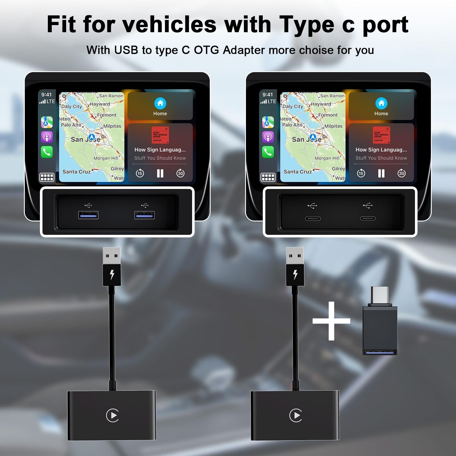 Wireless Carplay Adapter For Iphone - Usb & Usb-C-1915196969580630024