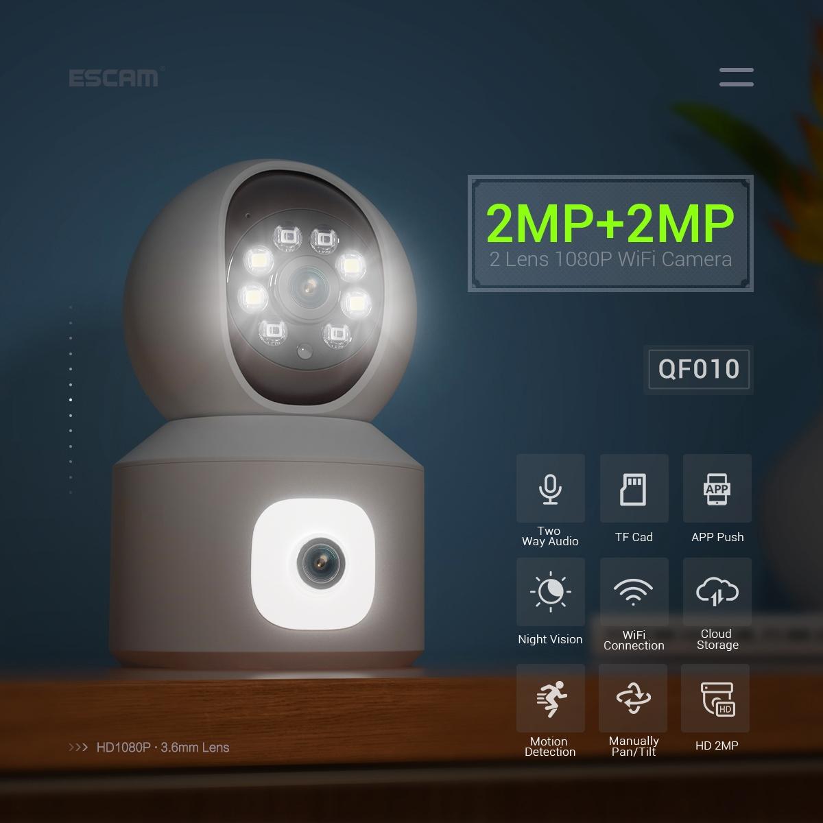 2Mp Dual Lens Dual Screen Wifi Camera With Two-Way Voice & Motion Detection - Surveillance-1915196527073169410