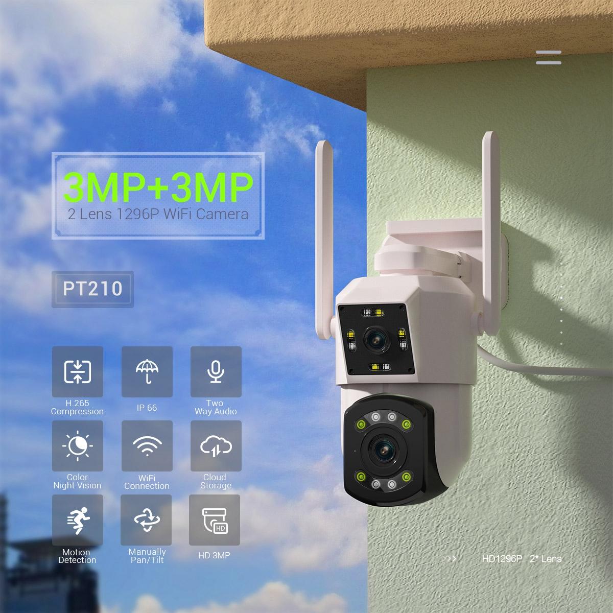 2Mp Dual Lens Dual Screen Wifi Camera With Two-Way Voice & Motion Detection Cloud Storage Support-1915196518768447491