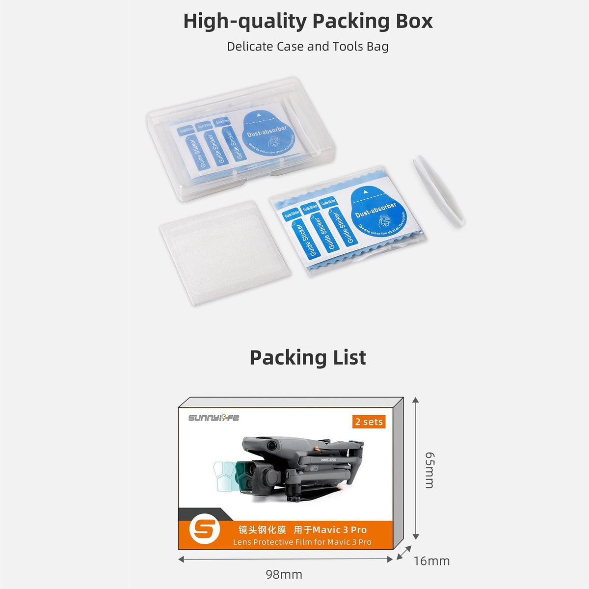 2-Pack Tempered Glass Film For Dji Mavic 3 Pro - Hd Explosion Proof-1915198302245228552