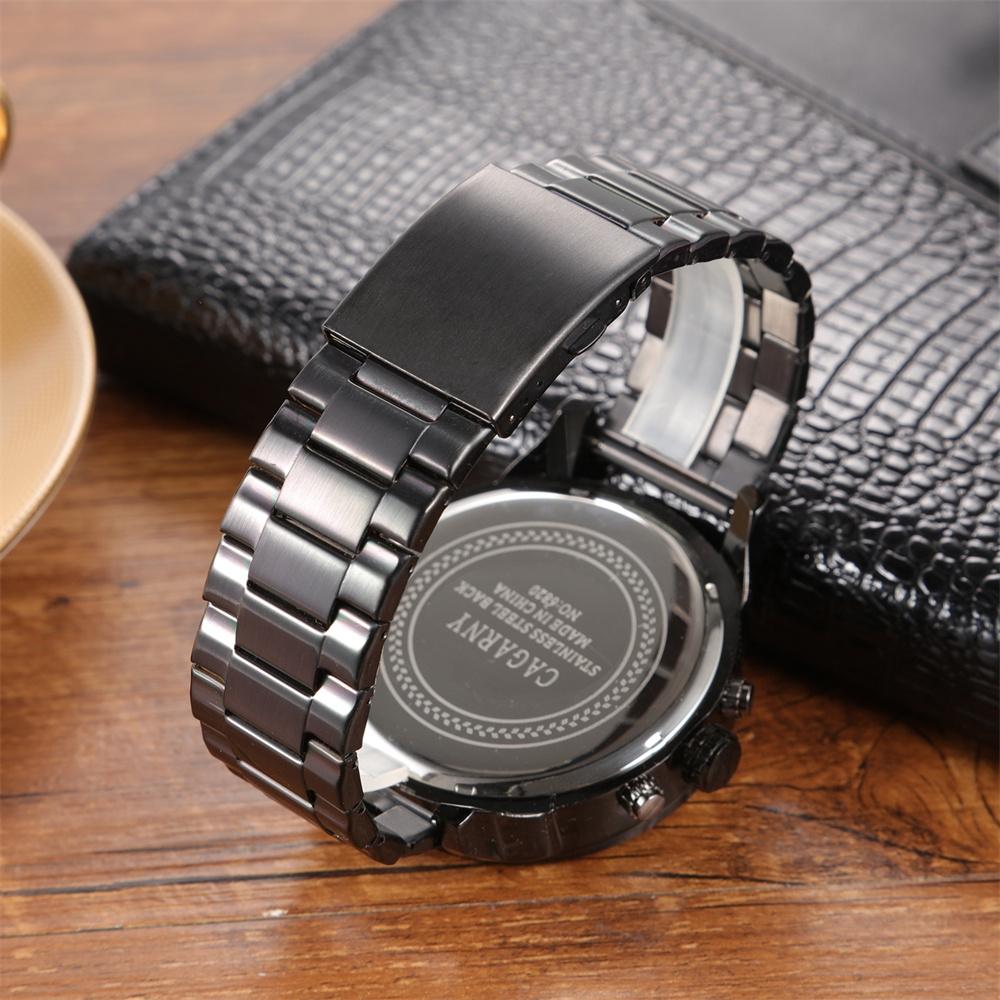 Men Dual Movement Steel Quartz Watch With Red Face And Black Strap-1915196886394998786