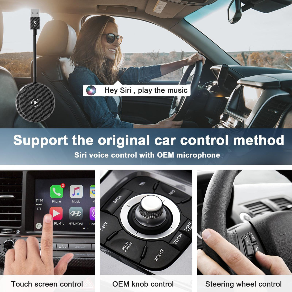 Wireless Carplay Adapter For Iphone - Carbon Fiber Usb &amp; Usb-C-1915196888148217857