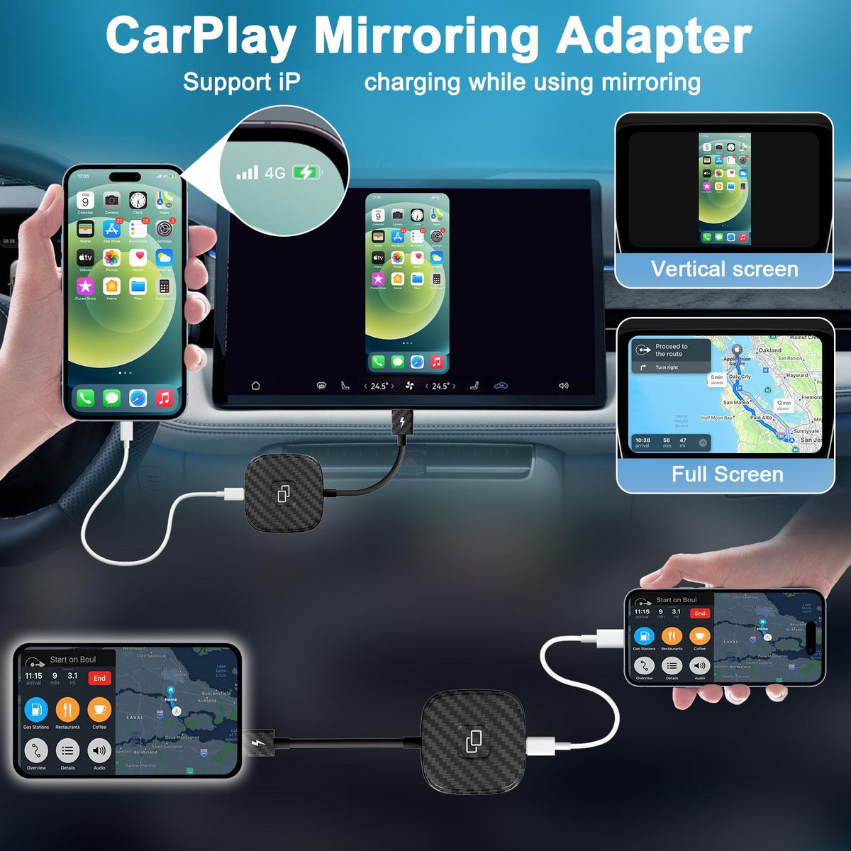 Carplay Adapter For Iphone - Carbon Fiber Usb &amp; Usb-C-1915196945736011777