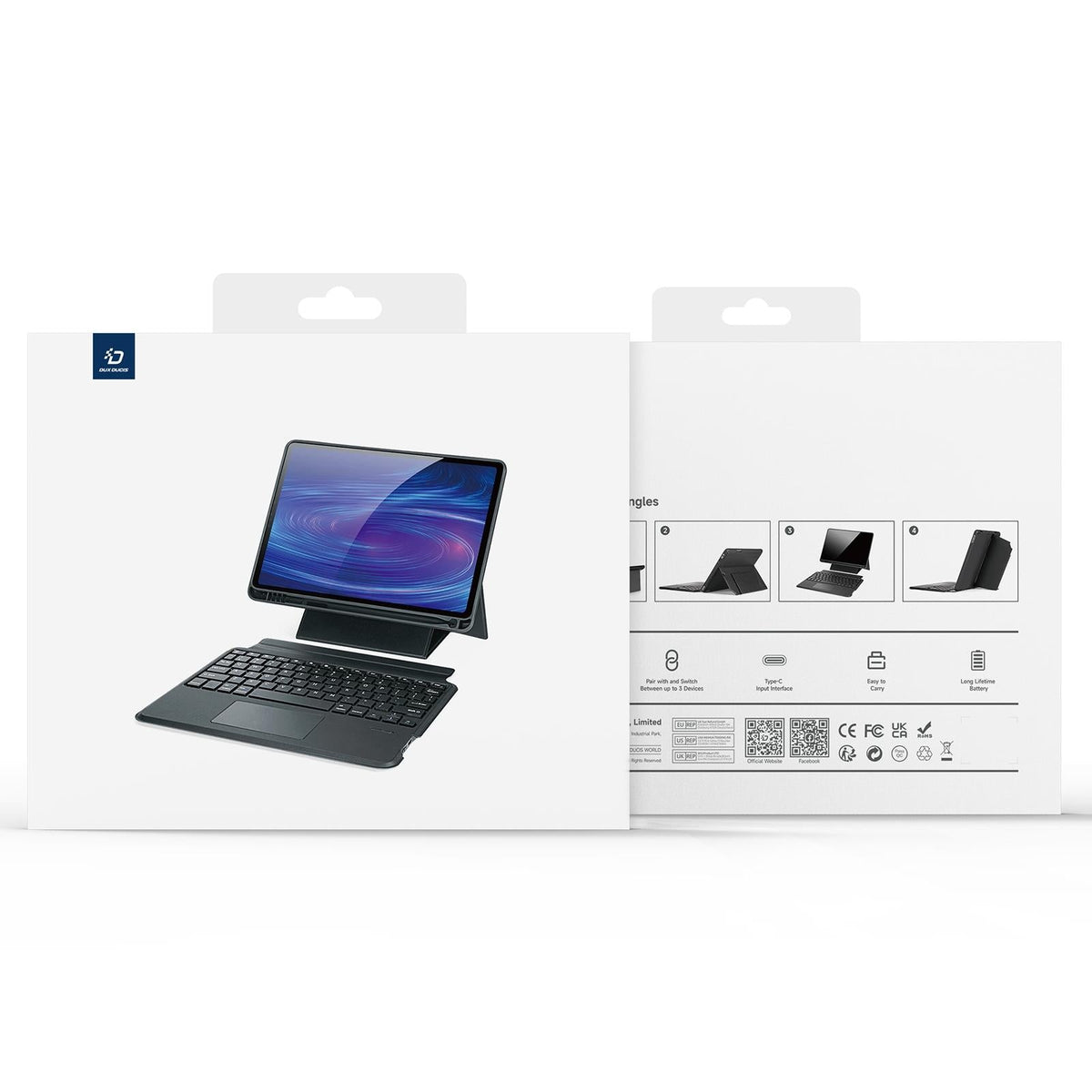 Wireless Bluetooth Keyboard Tablet Case For Ipad Pro 12.9 - Magnetic - Black-1922443430873665544