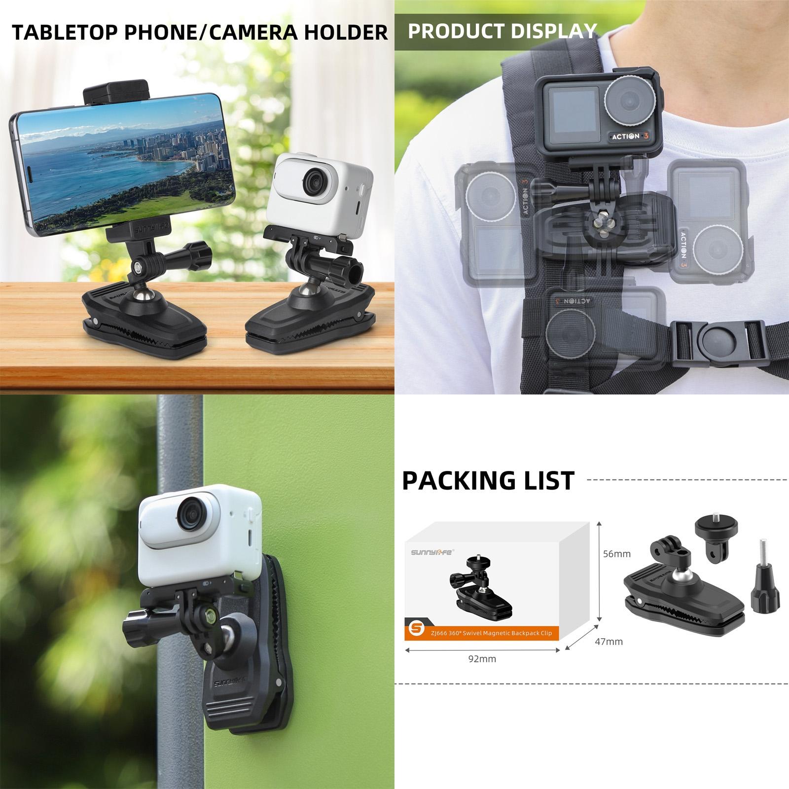 360 Degree Swivel Backpack Clip For Magnetic Action Camera Mount-1915196808078954505