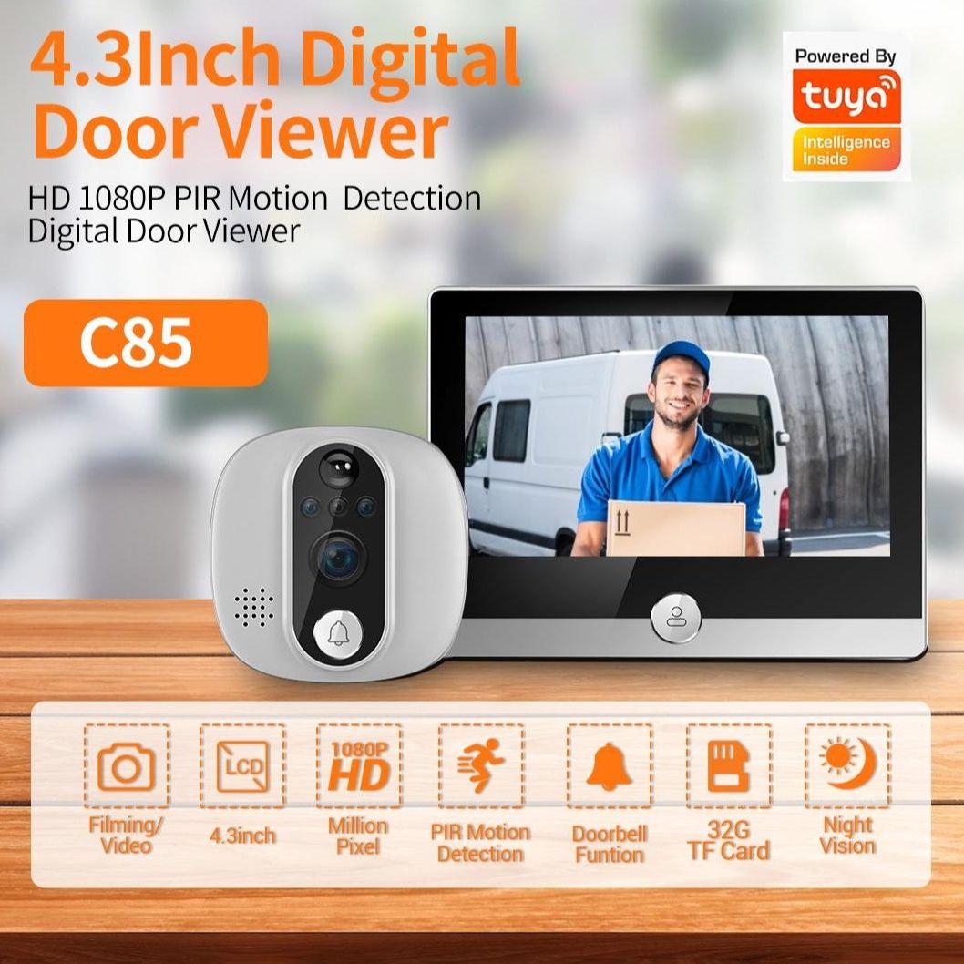 Smart Wifi Door Viewer With Wide-Angle Pir & Night Vision 1080P 4.3 Inch Dingdong Photo-1915197120667848705